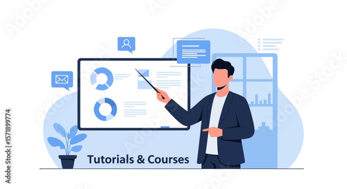 Online Business Presentation Shows Business Trends and Financial Data Review