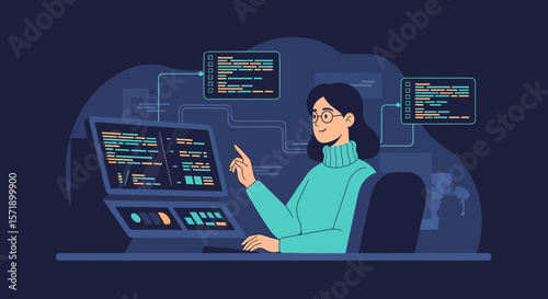 Woman Working On Software Engineering And Development In A Creative Environment