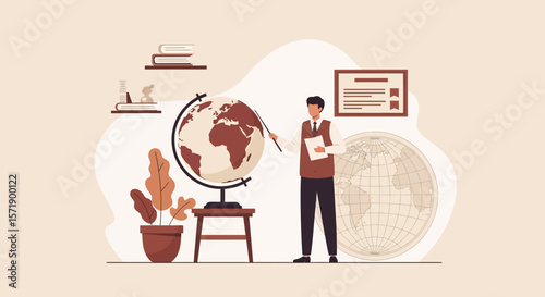 World Geography Presentation Featuring A Teacher Explaining Geographic Data