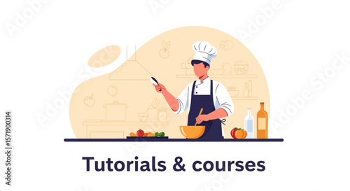 Online Culinary Instruction Chef Preparing Food For Video Tutorials And Courses
