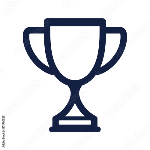 Minimal trophy cup icon in dark blue line art style
