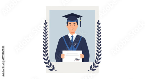 Proud Graduate Holds Diploma In Framed Portrait For Milestone Celebration