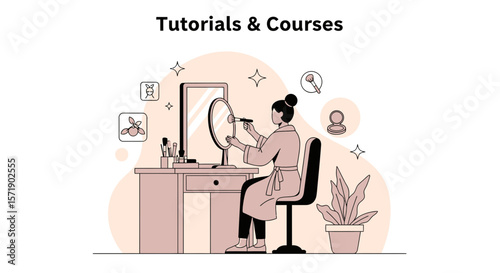Online Makeup Tutorials And Courses Concept For Beauty Industry Learning Platform