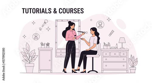 Online Makeup Tutorials And Courses With Professional Beauty Artist Helping Client