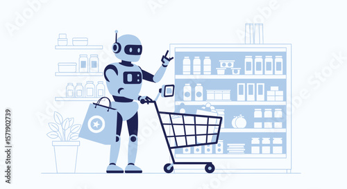 Robotic Assistant Navigating The Grocery Store A Futuristic Shopping Experience