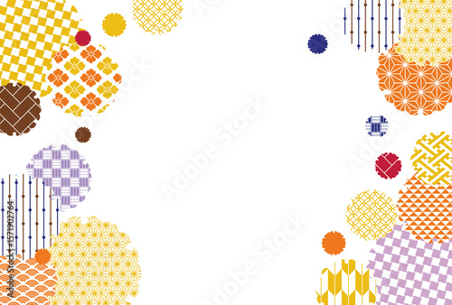 秋の季節の彩り和柄背景イラスト