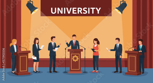 Scholarly Discussions And Presentations In University Lecture Halls And Stages