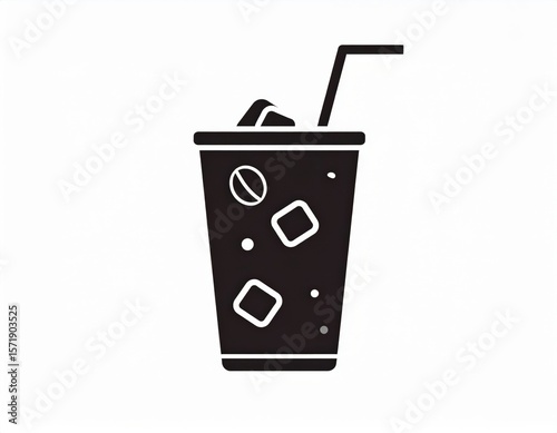 Simple Icon Of Iced Drink With Straw