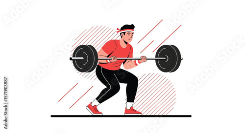 Man Lifting Heavy Barbell Strength Training for Athletic Bodybuilding Concept