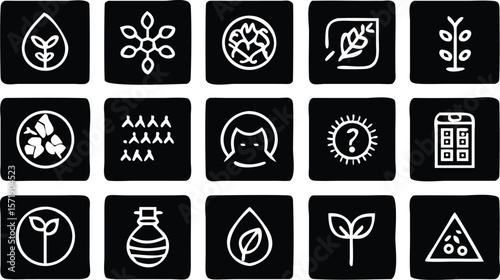 Organic Farming Vector Icon Set  Eco Agriculture Symbols for Sustainability & Environment