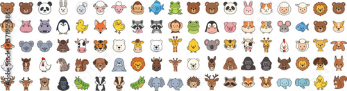 Wallpaper Mural Cute Cartoon Animal Faces Collection for Kids Torontodigital.ca