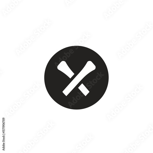 A black circle with a white cross mark is isolated on white background, indicating cancellation or rejection