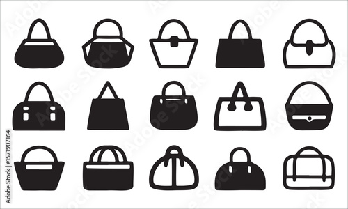 Assorted handbag icons handbags purses