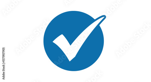 A white check mark inside a blue circle, isolated on white background, indicates approval and successful completion