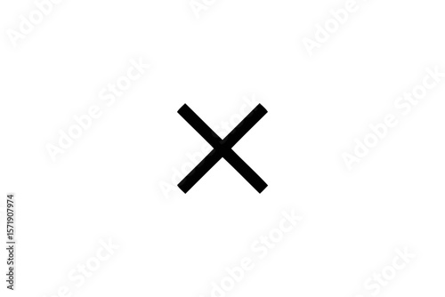 A black cross mark isolated on white background symbolizes cancellation, deletion, or an incorrect choice