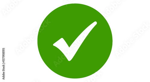 A green circle with a white check mark isolated on white background signifies approval and positive confirmation