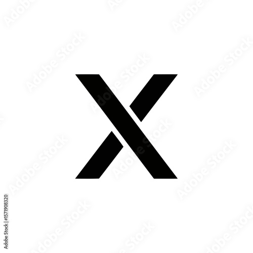 A bold black x mark isolated on white background signifies cancellation, deletion, or a negative response