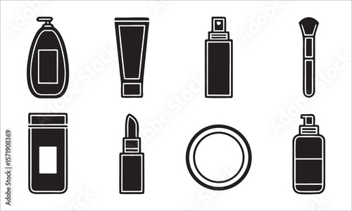 Cosmetic bottles lipstick brush powder compact beauty