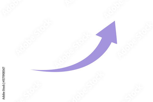 A purple curved arrow points upwards, indicating growth, isolated on white background