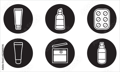 Cosmetic product icons skincare beauty