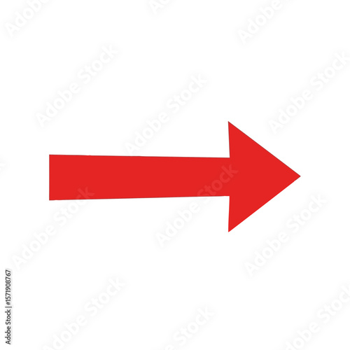 A bold red arrow pointing directly to the right, isolated on white background, indicates direction and movement