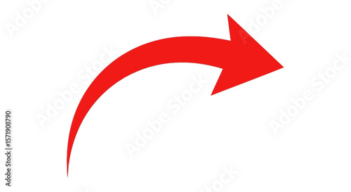 A curved red arrow pointing to the right, isolated on white background, suggests forward movement and directional flow