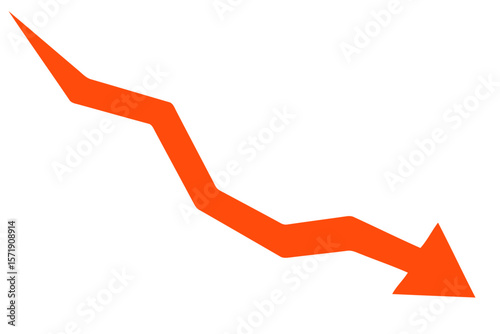 An orange arrow pointing downwards on a white background indicates a decline or loss