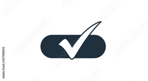 A white check mark is displayed on a dark toggle switch isolated on white background