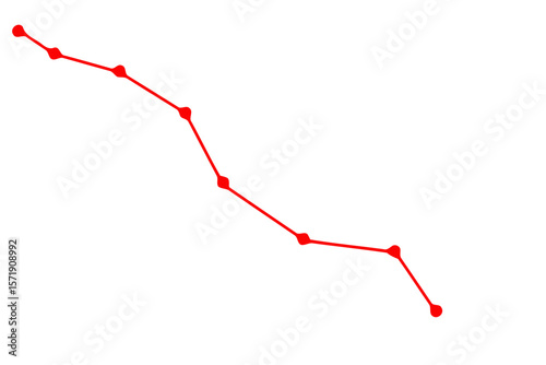 A red line graph with dots shows a downward trend, indicating a decline in business or market performance