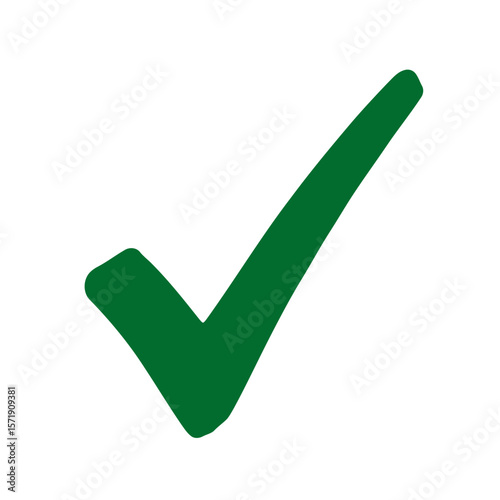 A green check mark symbolizes success and approval, isolated on white background