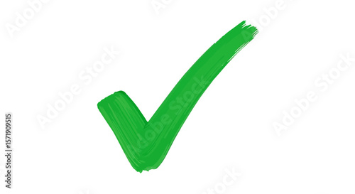 A green check mark signifies approval and acceptance, isolated on white background