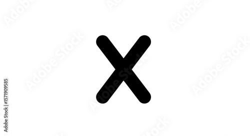 A black x mark isolated on white background, symbolizing cancellation and error