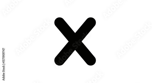 A bold black x mark, isolated on white background, signifies cancellation, deletion, or a negative choice