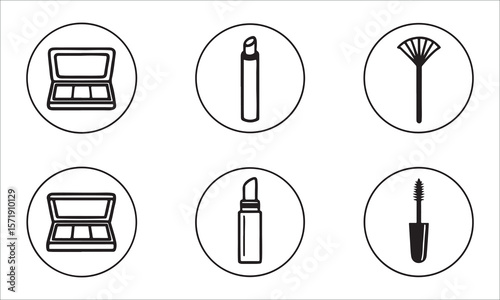 Makeup icons collection cosmetics beauty