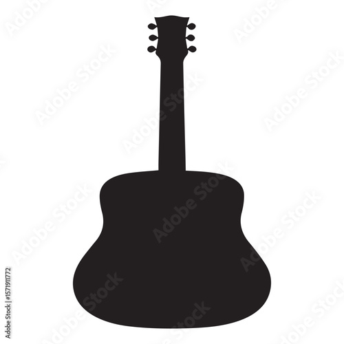 Acoustic guitar silhouette on a clean white background