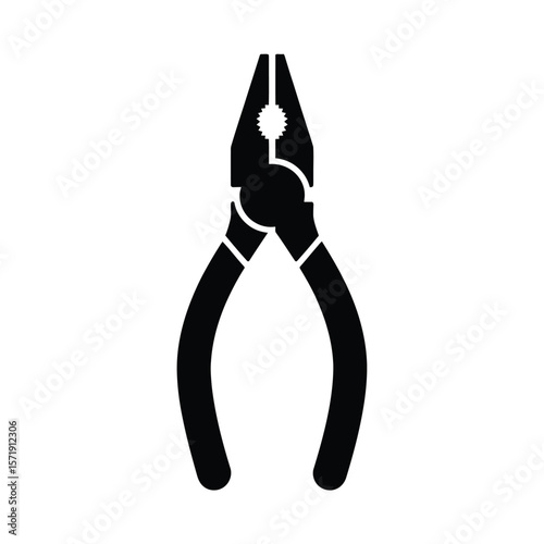 Black silhouette of a pair of pliers on a white background