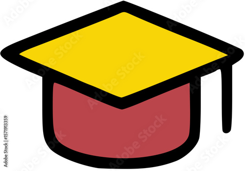 Academic Excellence Emblem: A vibrant illustration of a graduation cap symbolizing knowledge, achievement, and the culmination of education. Capturing the essence of learning.
