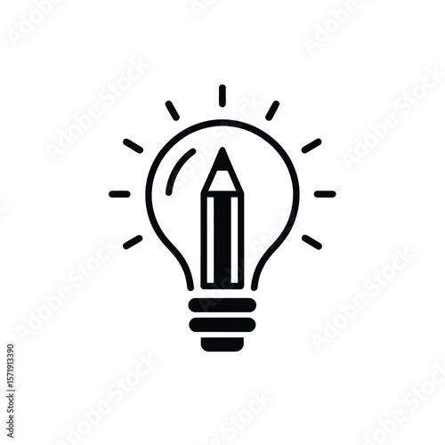 Creative idea light bulb with pencil inside symbolizing innovation and inspiration