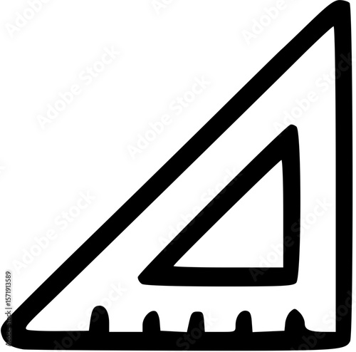 Geometric Precision: A bold, vector-style illustration of a triangle tool. Illustrating the essential tool of precision and measurement, embodying accuracy and detail.