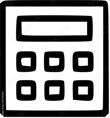 Calculator Icon: A simplified line art depiction of a calculator, perfectly capturing its essential elements, ideal for use in diverse design scenarios.