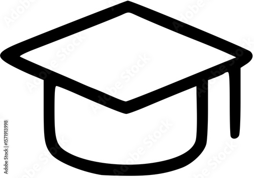 Graduation Cap Icon: A simple yet elegant line art icon of a graduation cap, symbolizing academic achievement, knowledge, and the pursuit of higher education.