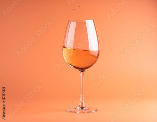 glass of wine isolated over an orange plain background