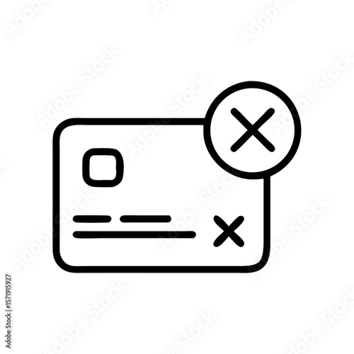 A credit card with a red cross symbol indicates a declined transaction or invalid payment method.