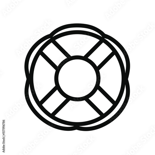 Lifesaver ring icon in minimal black line style
