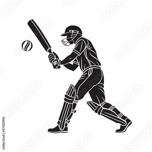  player icon black single cricketer .eps