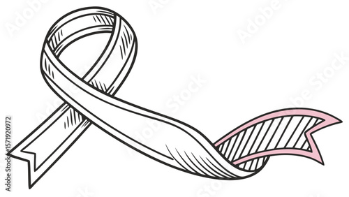 Hand-Drawn Awareness Ribbon Outline for Health Campaigns and Charitable Support