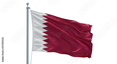 Qatar national flag waving in the wind, middle east country symbol, patriotic qatari pride, nation emblem