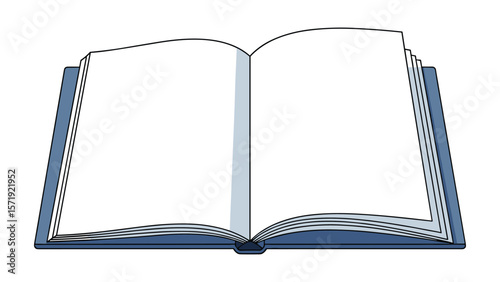 Open Book with Blank Pages for Creative Content and Design Mockups, Blue Cover