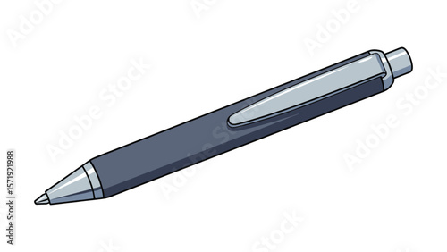 Isolated gray and silver pen for writing and drawing on white background artwork graphic