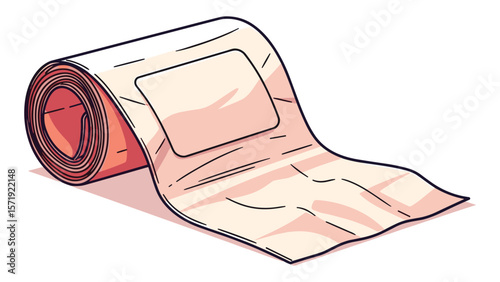 Medical adhesive bandage roll illustration, first aid supply for wound care and protection,